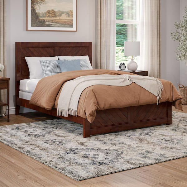 AFI Canyon Walnut Brown Solid Wood Full Foundation Bed Frame with Matching Footboard