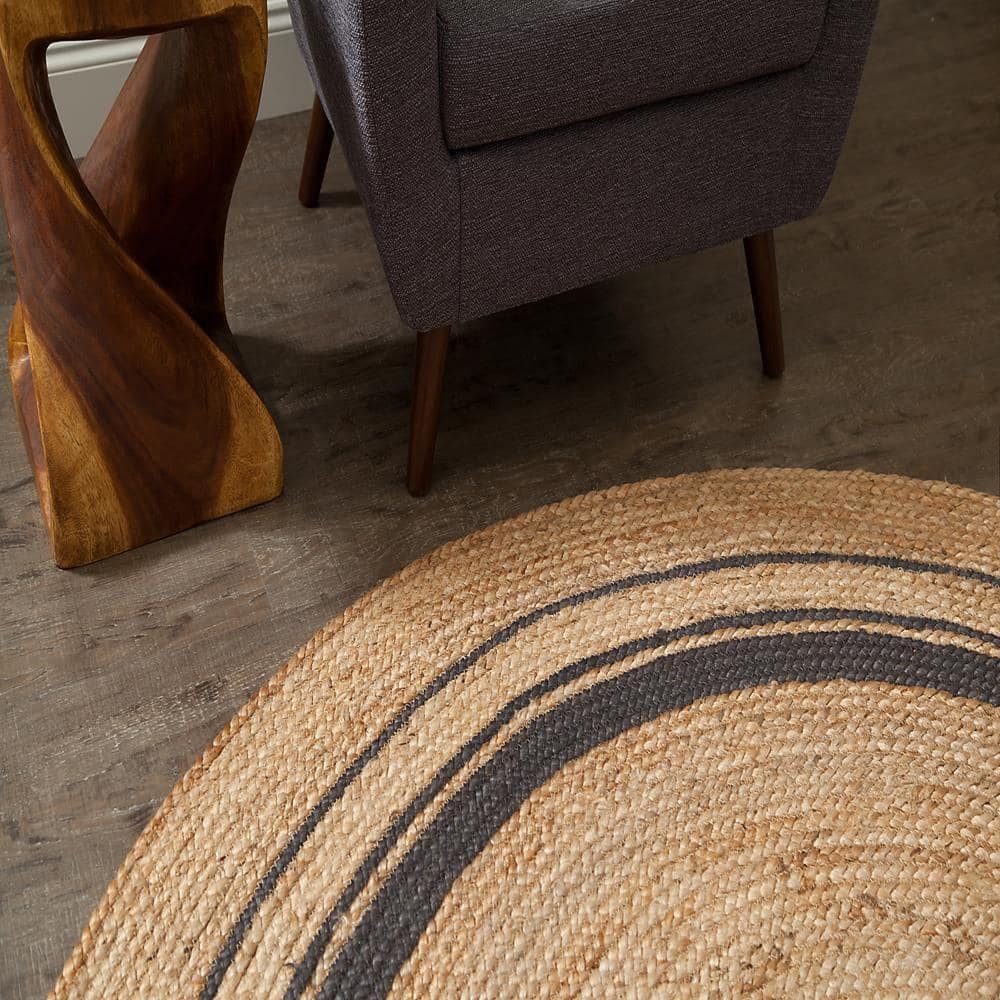 Mist Tan Gold Hand Braided Round Wool Rug - 48"