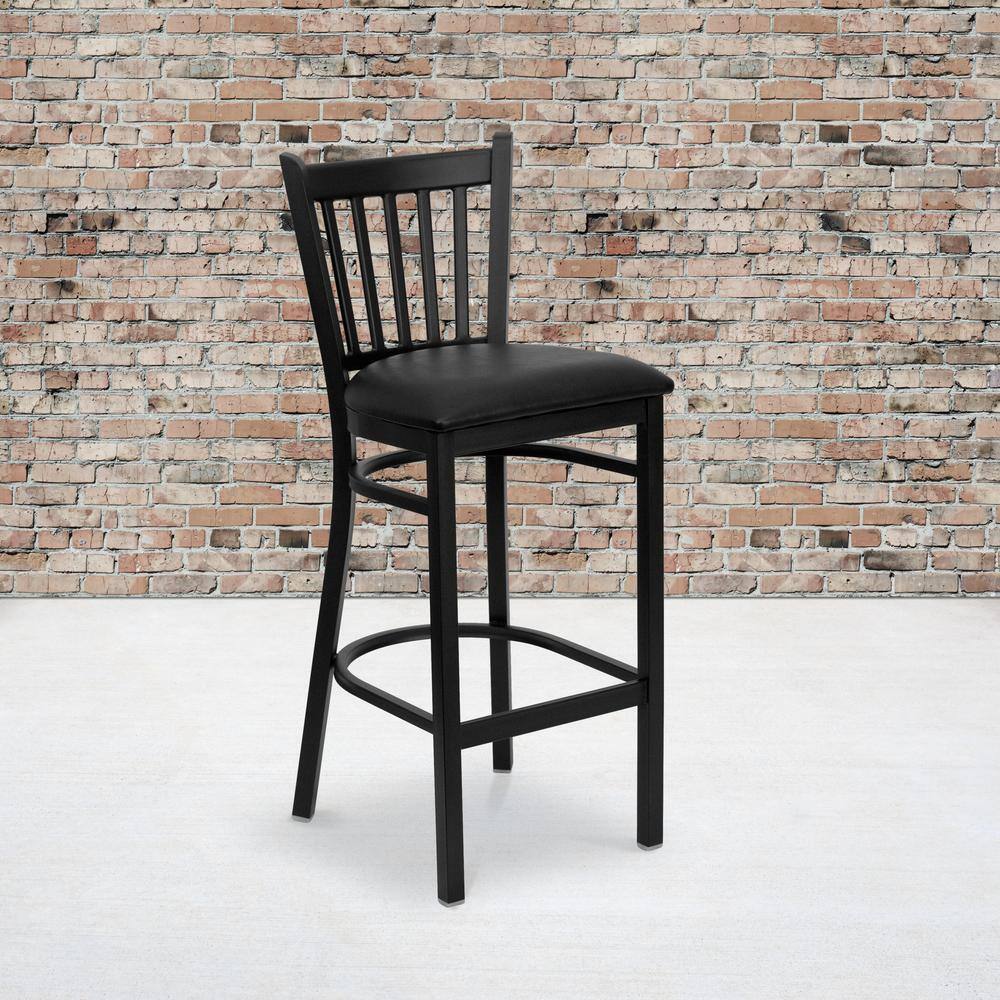 Hercules Series Chic Black Metal Barstool with Vinyl Seat