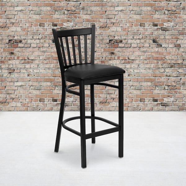 30.25 in. Black Cushioned Metal Bar Stool