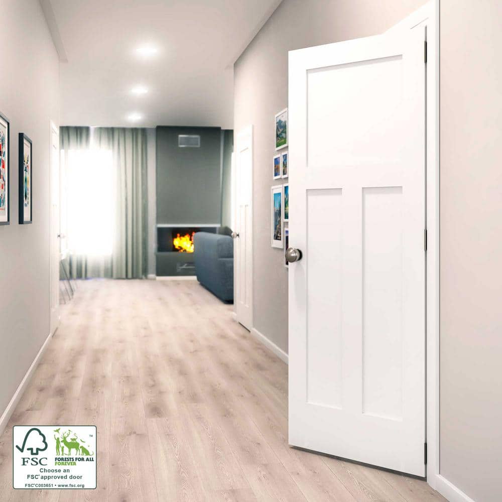 80" x 30" White Primed 5-Panel Solid Pine Interior Door