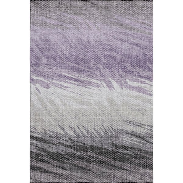 Mayfield Premium Machine Washable Abstract AMF2272 Lavender 3 ft. x 4 ft. Area Rug