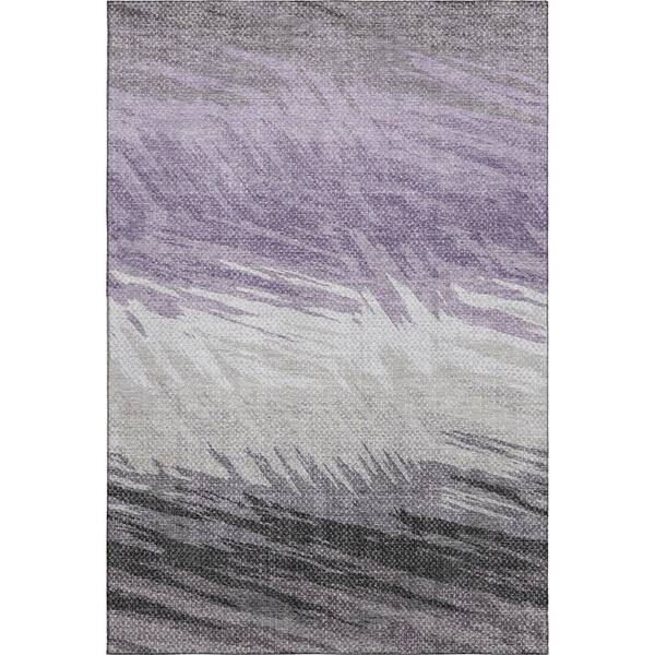 Mayfield Premium Machine Washable Abstract AMF2272 Lavender 5 ft. x 7 ft. 6 in. Area Rug