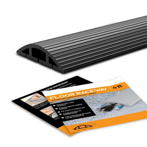 4 ft. 3-Channel Floor Cord Protector in Black