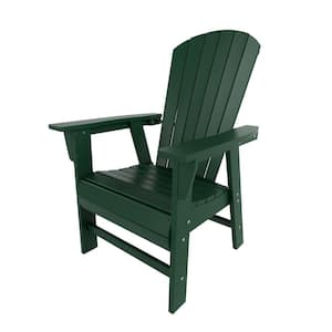 Altura Outdoor Patio Fade Resistant HDPE Plastic Adirondack Style Dining Chair with Arms in Dark Green