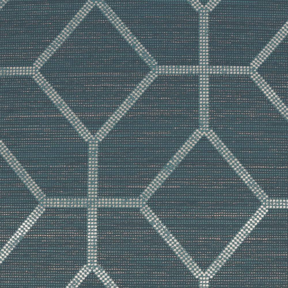 Asscher Teal and Metallic Gold Geometric Vinyl Wallpaper