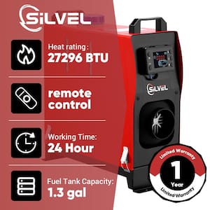 Diesel Heater 27304 BTUs Muffler 8KW Portable Forced Air Space Heater with LCD Thermostat Monitor Remote Control for Car