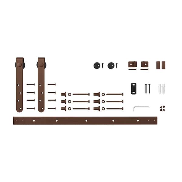 American Pro Decor 4 ft. Oil Rubbed Bronze Solid Steel Mini Sliding Rolling Barn Door Hardware Kit for Single Furniture Wood Doors