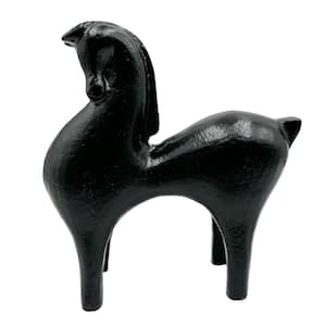 Black 7 in. x 7 in. x 3 in. Metal Horse Sculpture