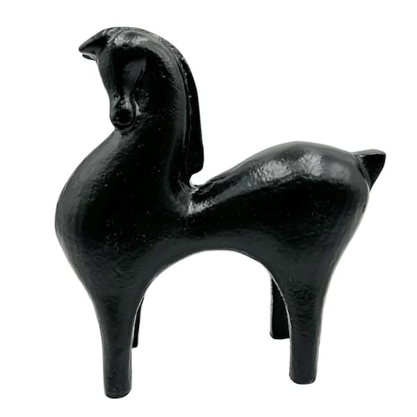 castellousa Black 7 in. x 7 in. x 3 in. Metal Horse Sculpture