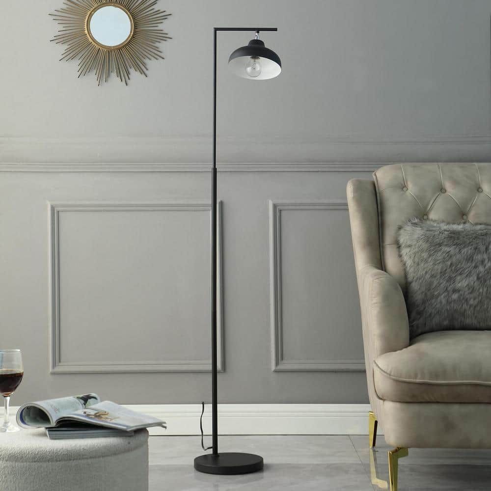 Matte Black Metal Industrial Architect Floor Lamp, 63.25"