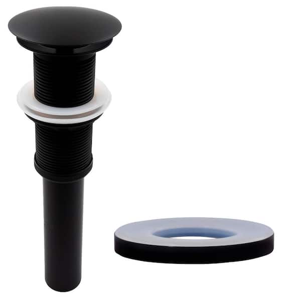 Novatto 1-5/8 in. Bathroom Vessel Vanity Sink Umbrella Drain Without Overflow with Matching Mounting Ring in Matte Black