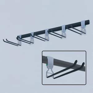 Wall Mounted Ski/Snowboard Storage 2.5 in. H x 48 in. W x 12.5 in. D Steel Track Storage System Black (Includes 5 hooks)