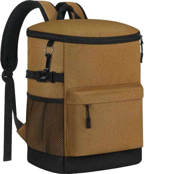Brown Insulated Leakproof Cooler Picnic Backpack, 33/40 Cans Soft Ice Chest for Outdoor