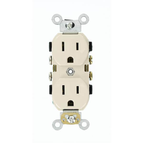 Leviton 15 Amp 125 V Commercial Grade Duplex Outlet/Receptacle, Light Almond (1-Pack) CR15-T