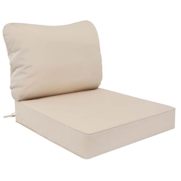 Unbranded 25.5 in. x 25.5 in. Outdoor Deep Seating Lounge Cushion, Zipper Closure Covers with 2-Ties and Non-slip Bottom, Beige