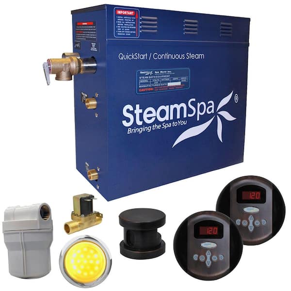 SteamSpa Royal 7.5kW QuickStart Steam Bath Generator Package with Built-In Auto Drain in Oil Rubbed Bronze
