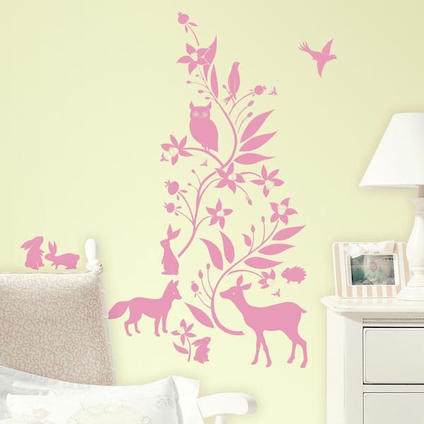 RoomMates 5 in. W x 19 in. H Forest Friends 6-Piece Peel and Stick Giant Wall Decal