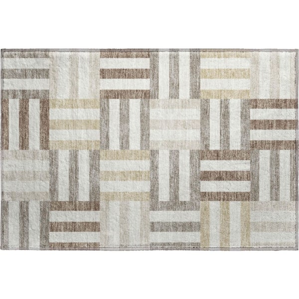 Mayfield Premium Machine Washable Abstract AMF2332 Ivory 2 ft. x 3 ft. Accent Rug