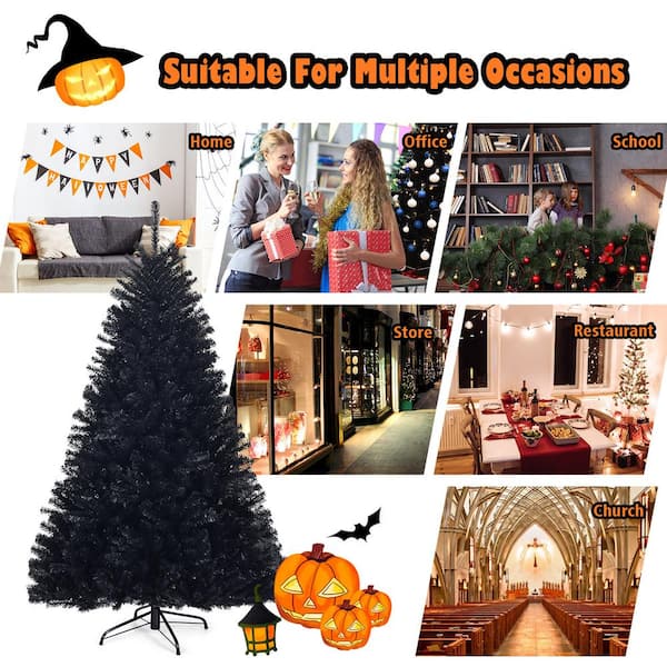 Costway 6 ft. Unlit Artificial Christmas Tree Halloween Pencil Tree Black  w/Metal Stand CM22106BK - The Home Depot