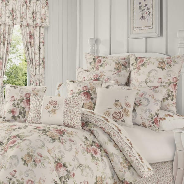 Laura Ashley- Queen Comforter Set, Cotton Reversible Bedding Set, Includes  Matching Shams with Bonus Euro Shams & Throw Pillow Covers (Bramble Floral  Green, Queen) : Home & Kitchen 