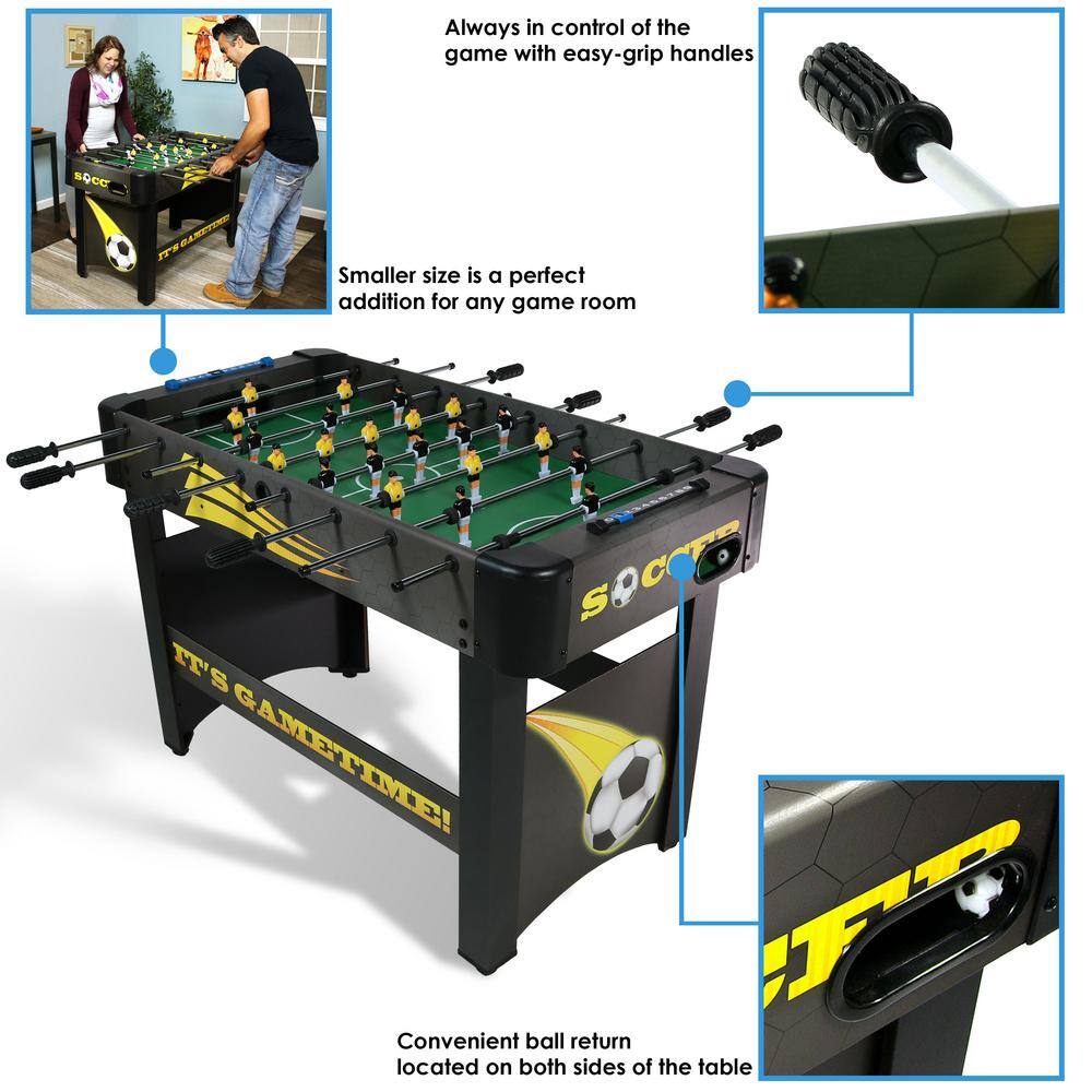 48-Inch Black and Green MDF Foosball Table