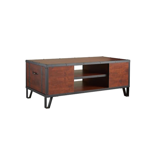 Furniture of America Mejor 47 in. Vintage Walnut Large Rectangle Wood Coffee Table with Shelf