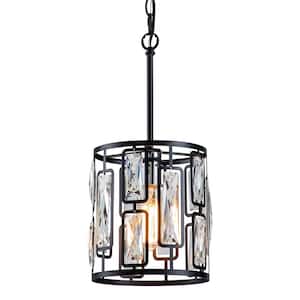1-Light Black Pendant with Clear Crystal Shades
