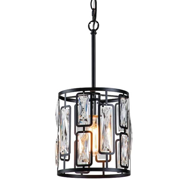 C Cattleya 1-Light Black Pendant with Clear Crystal Shades