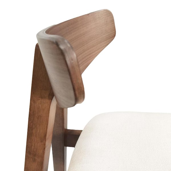 Noble House Marten 35.5 in. Light Beige and Walnut Fabric