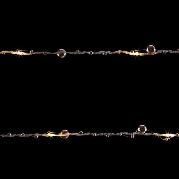 12.5 ft. 40-Light LED Warm White Battery Operated Micro Dot Gold Pearl Light