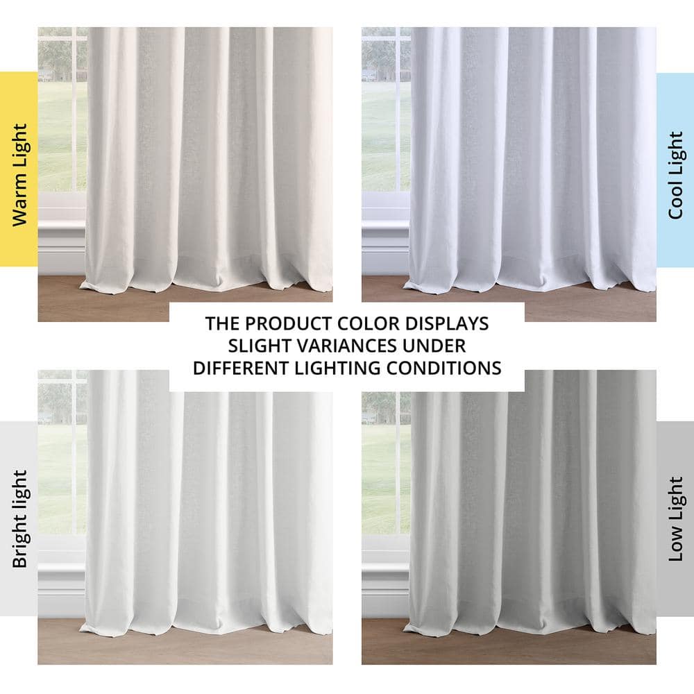 Crisp White Linen Room-Darkening Curtain Panel 50" x 108"
