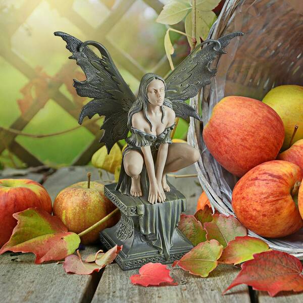 希少2001タグ付　fairy kitty フェアリーキティ♡ラタン3段ラック Design Toscano 9.5 in. H Celtic Fairy Perilous Perch Small Statue