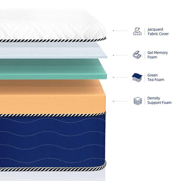 Cherry Crystli King Medium Gel Memory Foam Mattress 10 in. Bed-in-a