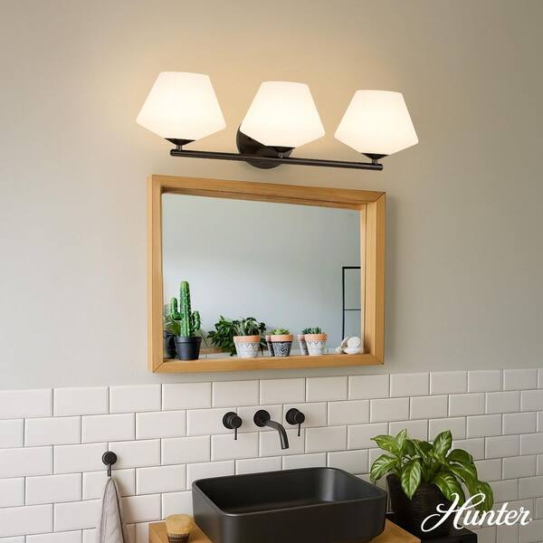 Hunter Fan Company - Hunter Celestial Valley 24.25 in. 3 Light Matte Black Vanity Light