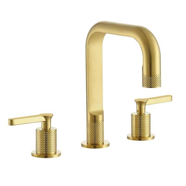New York 8 in. Widespread Double Handle Bathroom Faucet in Brushed Gold