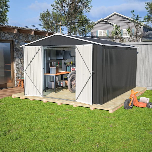 10 ft.W x 12 ft.D Outdoor Metal Storage Shed, Tool House with