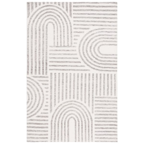 Audrey 8 ft. x 10 ft. Ivory/Gray Geometric Parallel Area Rug