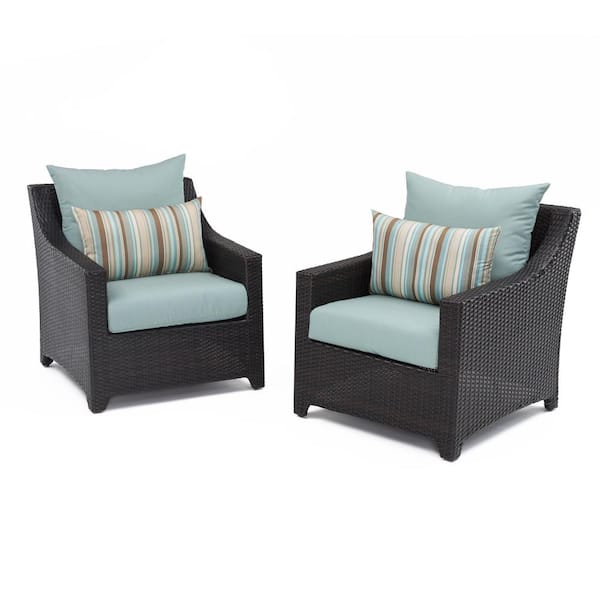 RST BRANDS Deco Patio Club Chair with Bliss Blue Cushions (2-Pack)