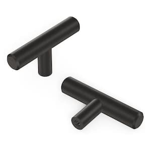 Collection T-Knob 2-3/8 in. x 1/2 in. Brushed Black Nickel Finish Modern Steel Bar Pull Cabinet Knob (1 Pack)