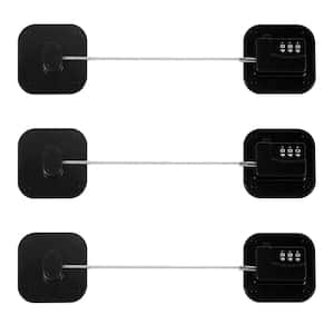 Black Refrigerator Lock, Heavy Duty Fridge Lock, Safety Lock, Combination Lock for Cabinets and Drawers (3-Pack)