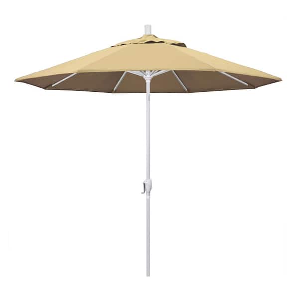 California Umbrella 9 ft. Matted White Aluminum Market Patio Umbrella Push Tilt in Antique Beige Pacifica