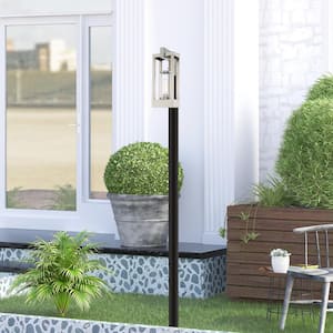 Ardenwood 15 in. 1-Light Brushed Nickel Cast Brass Hardwired Outdoor Rust Resistant Post Light with No Bulbs Included