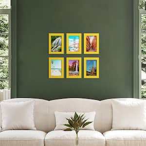 Modern 5 in. x 7 in. Yellow Picture Frame (Set of 6)