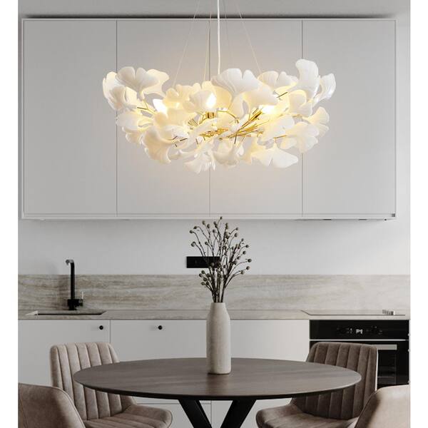 YUYI 6 Light Gold Chandelier, Luxury Ginkgo Branch Chandelier for ...