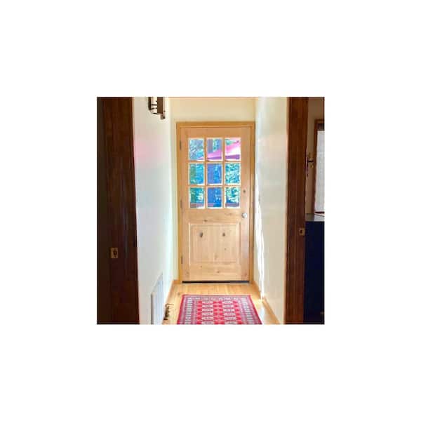 36 in. x 80 in. Craftsman 9-Lite Clear Beveled Glass Right-Hand Inswing Unfinished Knotty Alder Prehung Front Door