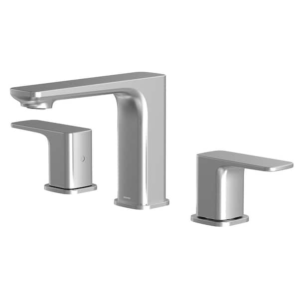 Karran Venda Widespread 2-Handle Three Hole Bathroom Faucet with Matching Pop-up Drain in Stainless Steel