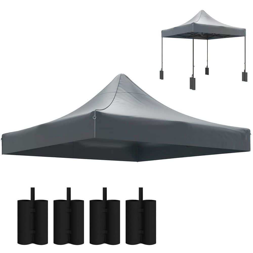 10 x 10 ft. Canopy Replacement Cover with 4-Weight Bags 8-Drainage Holes, U