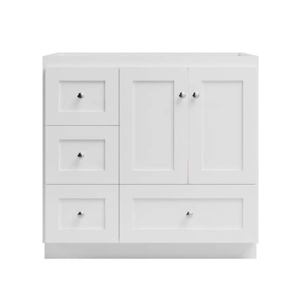Simplicity by Strasser Shaker 36 in. W x 21 in. D x 34.5 in. H Bath Vanity Cabinet without Top in Winterset
