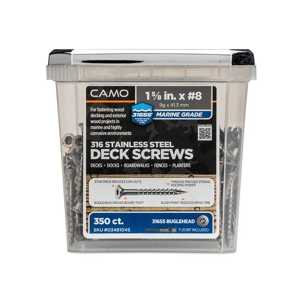 CAMO 1-5/8 in. #9 316 Stainless Steel Premium Star Drive Bugle-Head Deck Screws (350-Count)